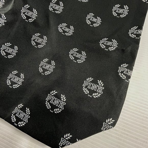 Victorias Secret Pink Spell Out Black Tote Zip Close Polyester Double Handles - Picture 7 of 9